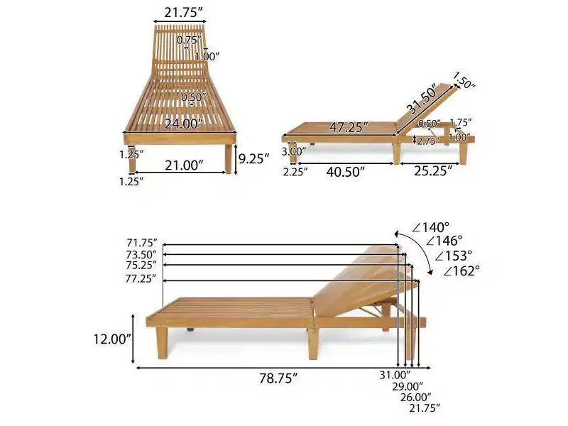 Nadine 3pc Outdoor Acacia Wood Chaise Lounge Set with Cushions - Teak/Orange - Christopher Knight Home
