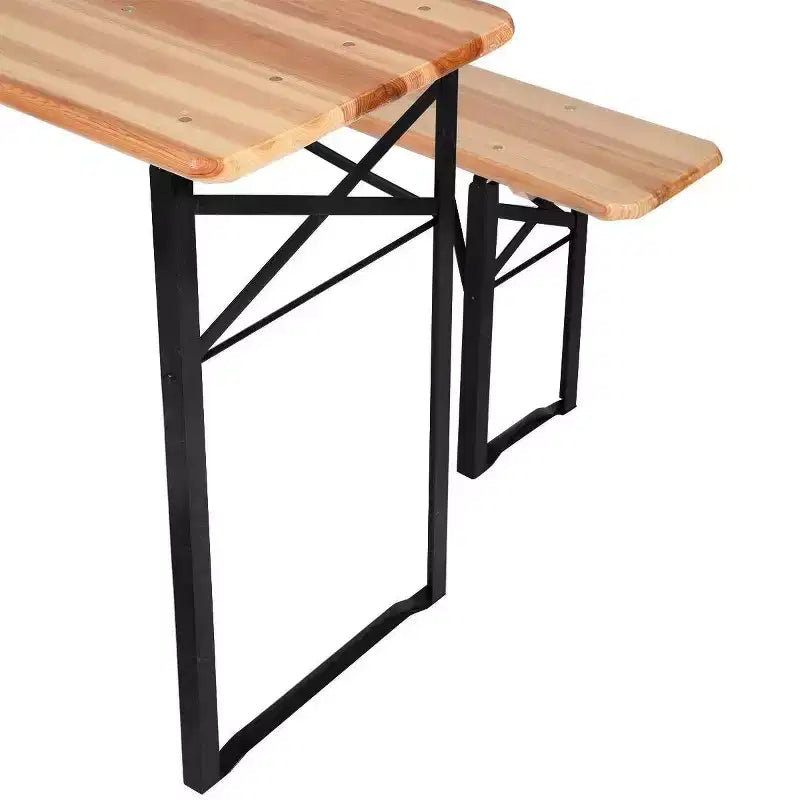Ensemble table de pique-nique pliante en bois 3 pièces - WELLFOR : Fer et bois de sapin, portable, résistant à la rouille