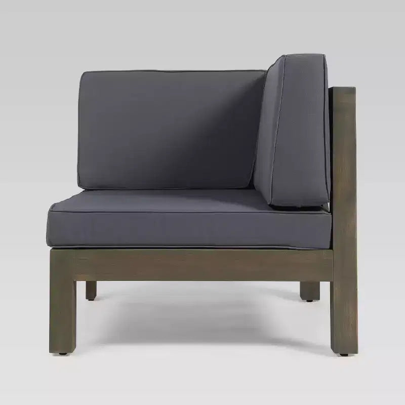Brava 2pc Acacia Modular Loveseat: Weather-Resistant, Modern Patio Seating Set with Removable Cushions, 2-Piece Capacity