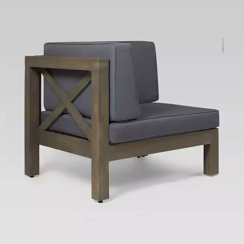 Brava 2pc Acacia Modular Loveseat: Weather-Resistant, Modern Patio Seating Set with Removable Cushions, 2-Piece Capacity