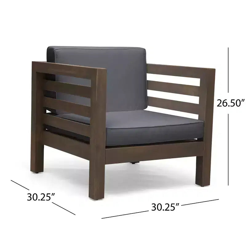 Oana 6pc Acacia Wood Sofa Chat Set - Gray/Dark Gray - Christopher Knight Home