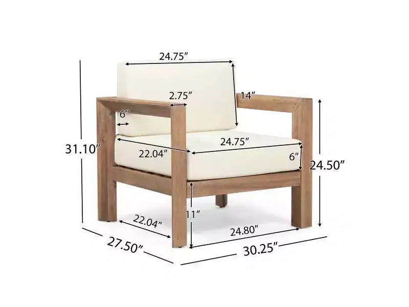 Ensemble de conversation 4 pièces en bois d'acacia Genser : causeuse extérieure, fauteuils club, table basse - Christopher Knight Home