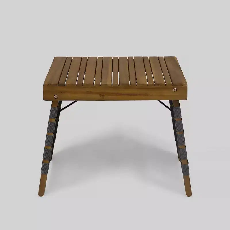 Huntsville 3pc Acacia Wood Foldable Chat Set - Brown Patina/Gray - Christopher Knight Home