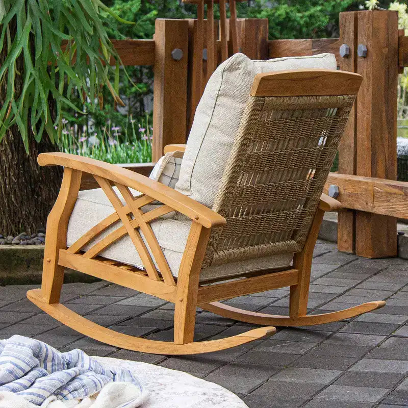 Ensemble de conversation d'extérieur Sonoma Lane Eola 3 pièces en teck avec coussins zippés beiges - Résistant aux intempéries