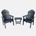 Hamilton 3pc All-Weather Outdoor Set with Highwood Deck Chairs & Foldable Side Table - Blue: Durable Patio Furniture, Fade & Water-Resistant