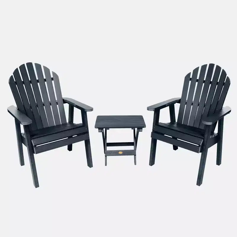 Hamilton 3pc All-Weather Outdoor Set with Highwood Deck Chairs & Foldable Side Table - Blue: Durable Patio Furniture, Fade & Water-Resistant