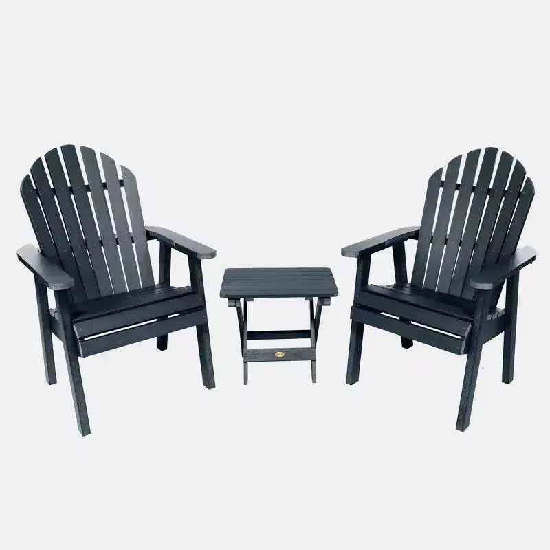 Hamilton 3pc All-Weather Outdoor Set with Highwood Deck Chairs & Foldable Side Table - Blue: Durable Patio Furniture, Fade & Water-Resistant