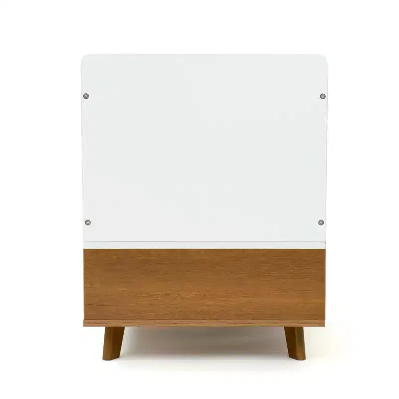 Baule giocattolo per bambini di metà secolo con coperchio a chiusura ammortizzata e ripiano portaoggetti Legno/Bianco