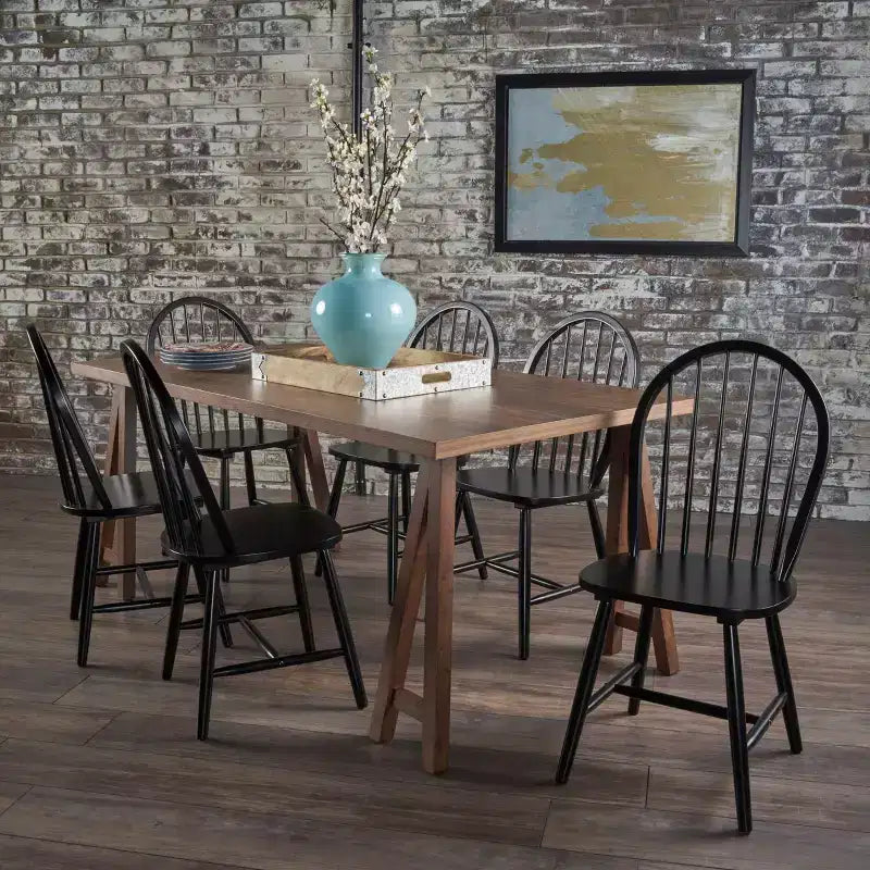 Christopher Knight Home Ansley 7 Pieces Farmhouse Rubber Wood Dining Set