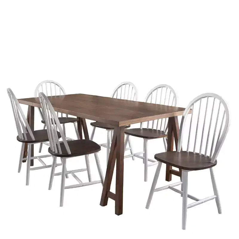 Christopher Knight Home Ansley 7 Pieces Farmhouse Rubber Wood Dining Set