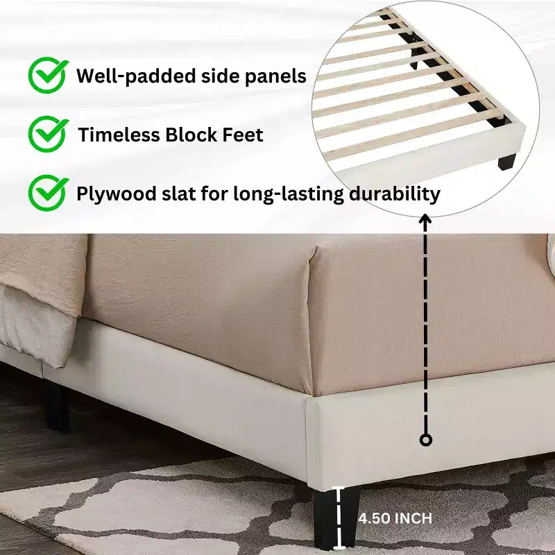 Findlay 3-Piece Bedroom Set, Plush 3D Upholstered Bed with 2 Nightstands