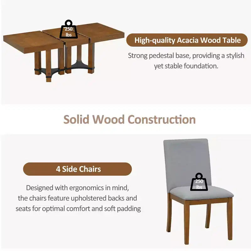 Whisen Rustic 7-Piece Extendable Dining Table Set with 2 Arm Chairs and 4 Armless Chairs