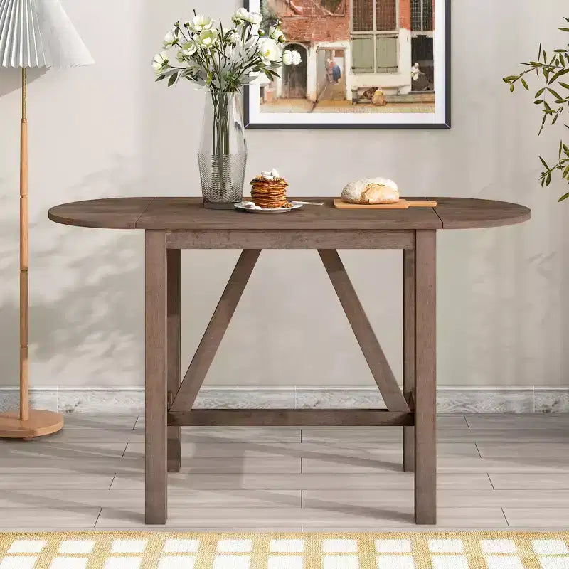 Ensemble de salle à manger 3 pièces Whisen en bois avec table à hauteur de comptoir à rallonges et 2 chaises de salle à manger rembourrées
