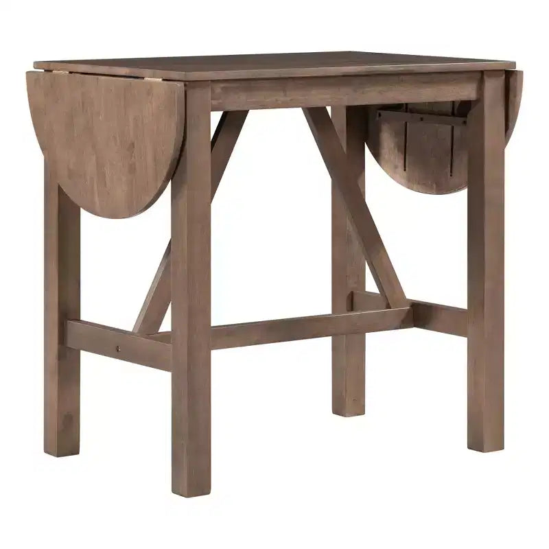 Ensemble de salle à manger 3 pièces Whisen en bois avec table à hauteur de comptoir à rallonges et 2 chaises de salle à manger rembourrées