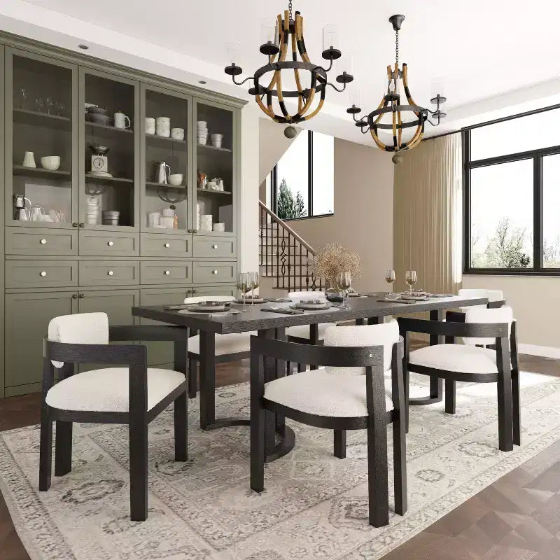 Christopher Knight Home Arkenis 7 Piece Rubberwood Upholstered Dining Set