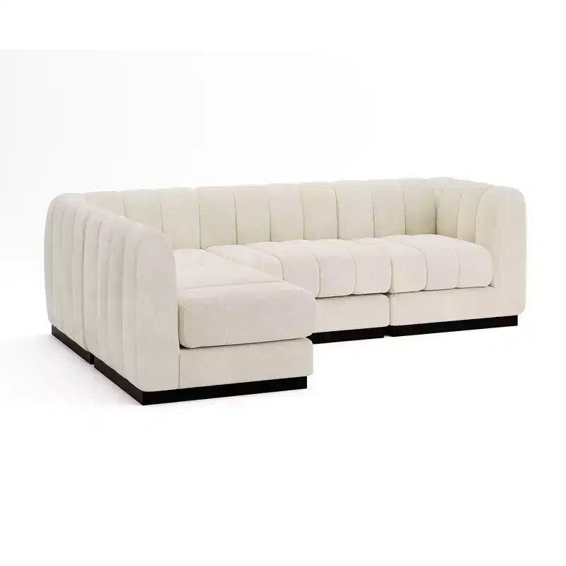 128 Chenille Sectional Couch, 4 Seater L Shape Modular Sofa Set for Living Room Office-Morden Fort
