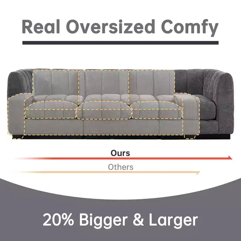 128 Chenille Sectional Couch, 4 Seater L Shape Modular Sofa Set for Living Room Office-Morden Fort