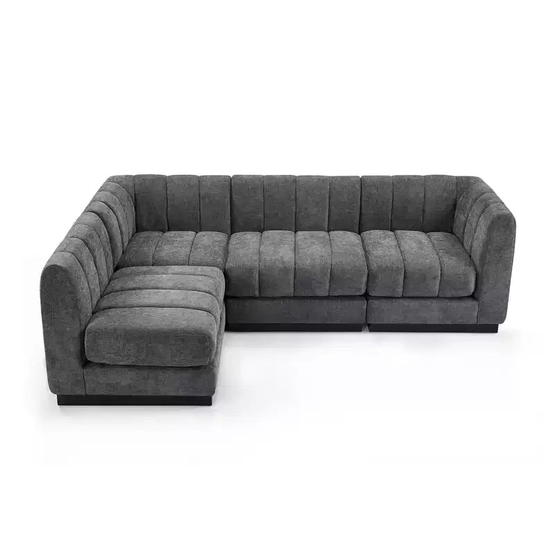 128 Chenille Sectional Couch, 4 Seater L Shape Modular Sofa Set for Living Room Office-Morden Fort