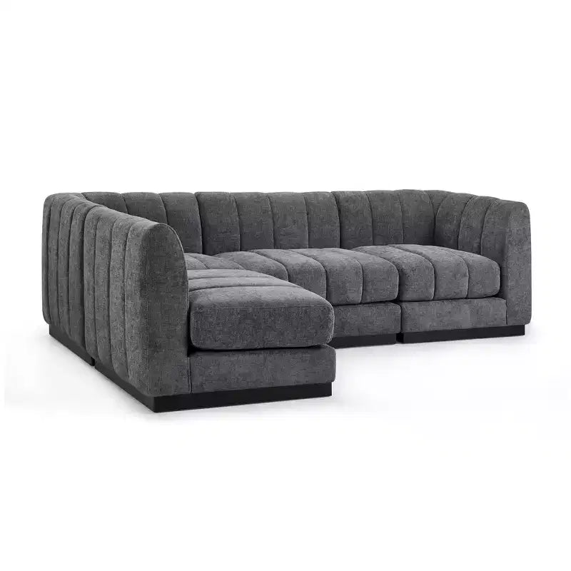 128 Chenille Sectional Couch, 4 Seater L Shape Modular Sofa Set for Living Room Office-Morden Fort