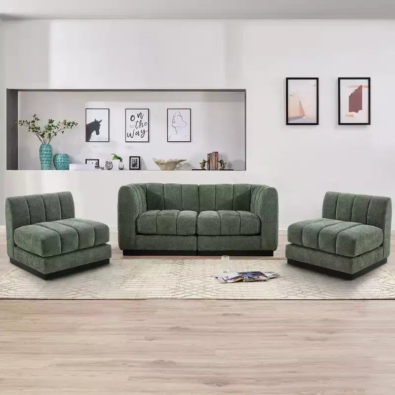 128 Chenille Sectional Couch, 4 Seater L Shape Modular Sofa Set for Living Room Office-Morden Fort