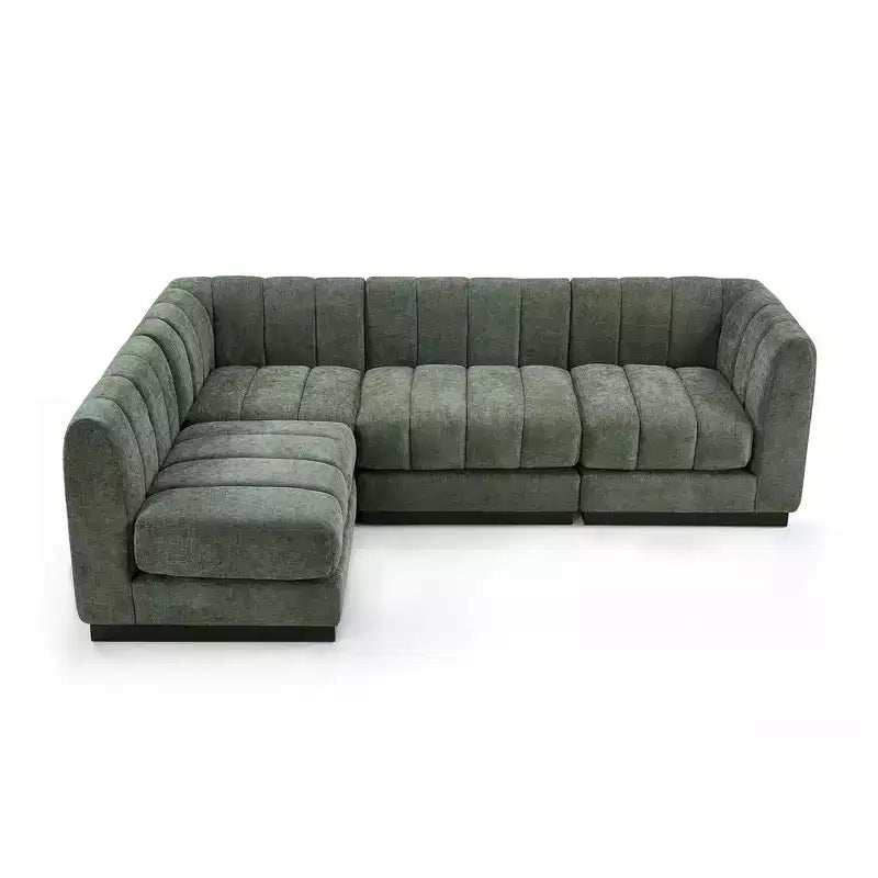 128 Chenille Sectional Couch, 4 Seater L Shape Modular Sofa Set for Living Room Office-Morden Fort