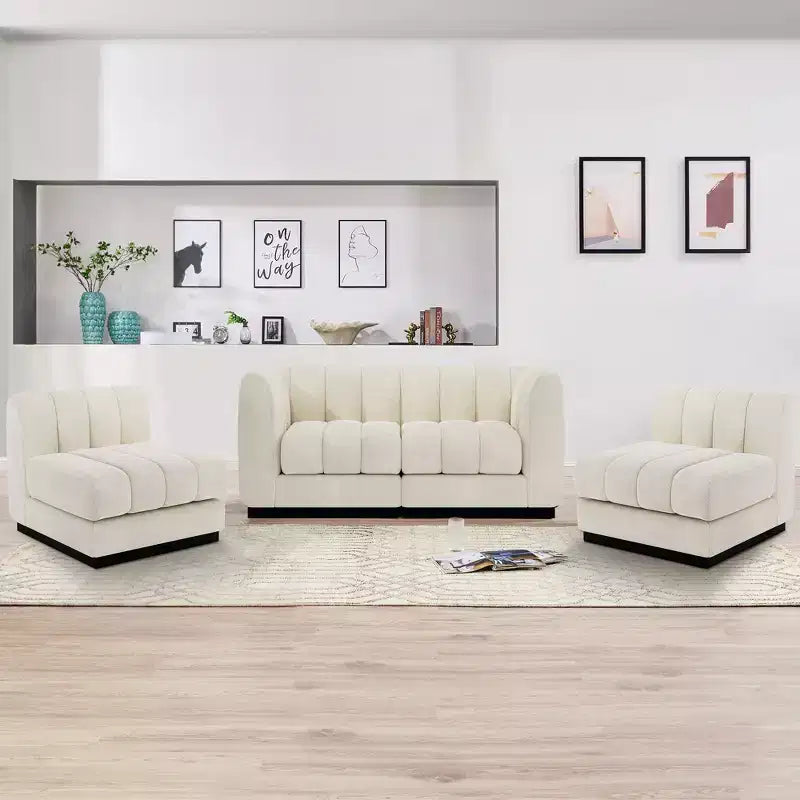 128 Chenille Sectional Couch, 4 Seater L Shape Modular Sofa Set for Living Room Office-Morden Fort