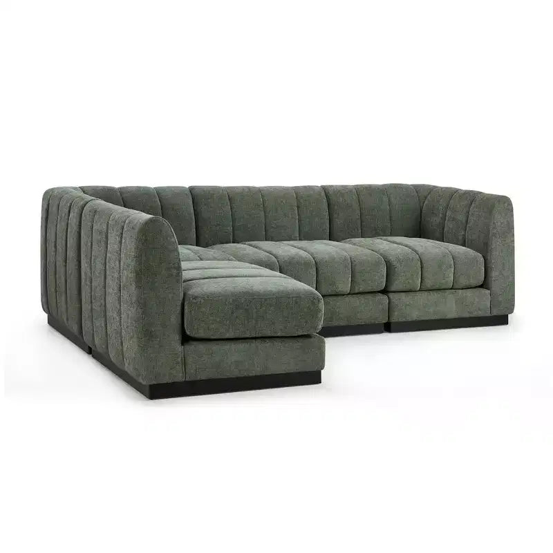 128 Chenille Sectional Couch, 4 Seater L Shape Modular Sofa Set for Living Room Office-Morden Fort