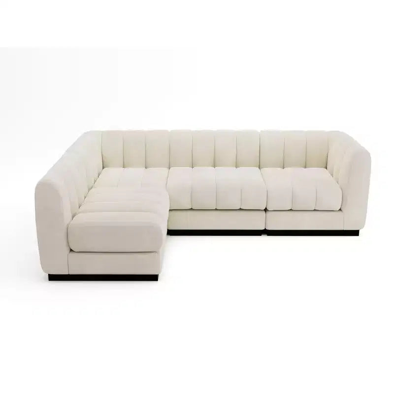 128 Chenille Sectional Couch, 4 Seater L Shape Modular Sofa Set for Living Room Office-Morden Fort