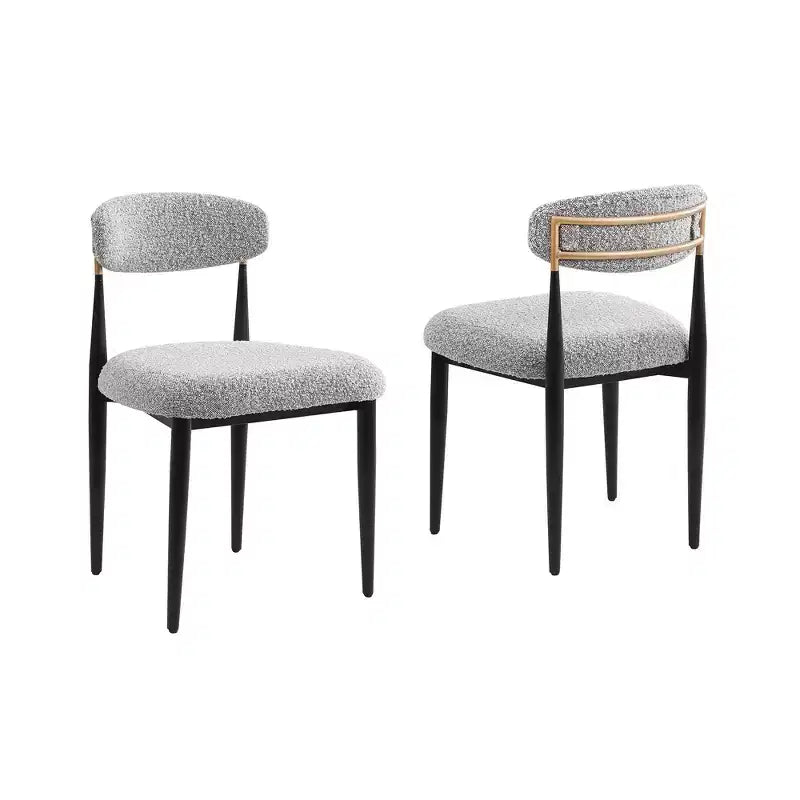 Ensemble de salle à manger moderne 5 pièces, table à manger en faux marbre avec chaises sans accoudoirs en tissu bouclé grises pour la cuisine - Morden Fort