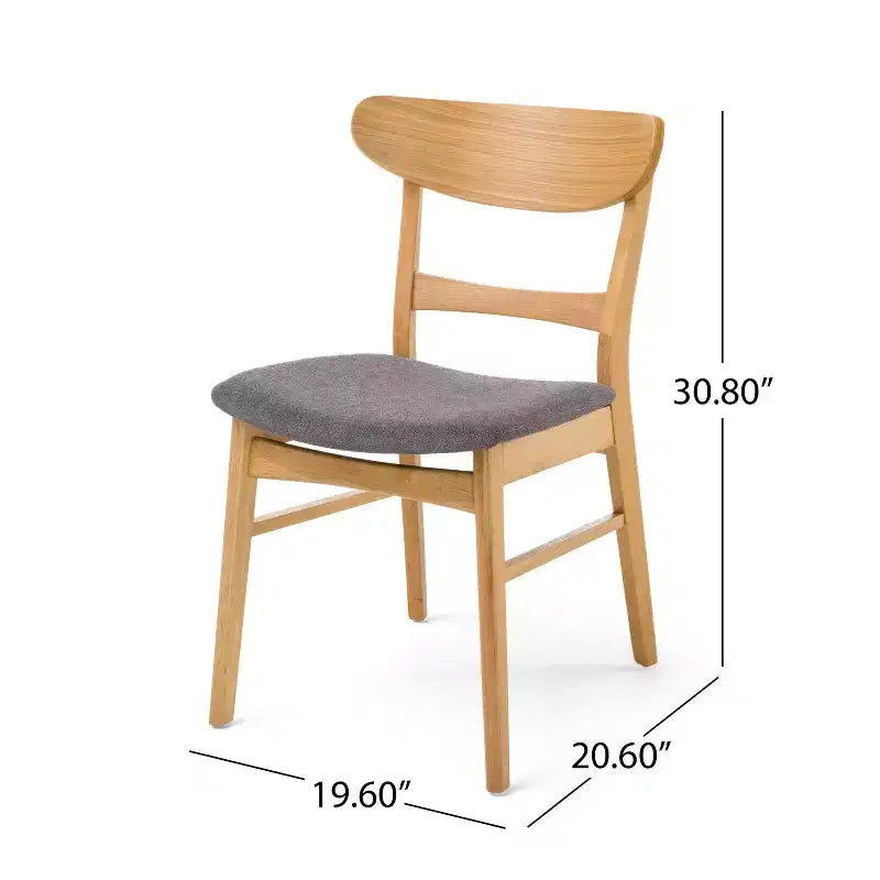 GDFStudio Isador Mid Century Modern 7 Piece Fabric Upholstered Rubberwood Dining Set