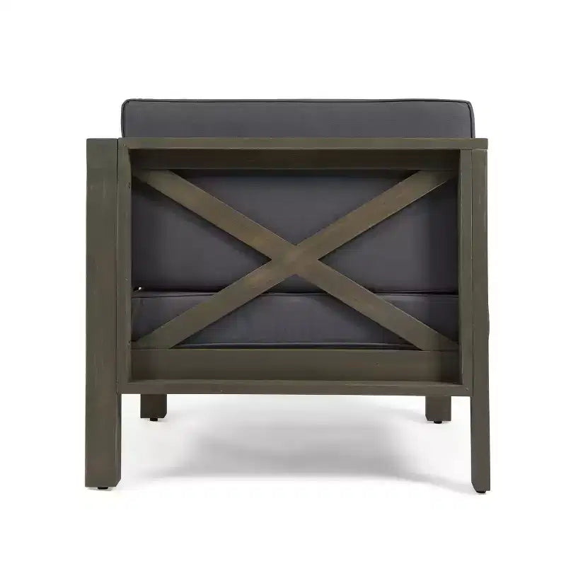 GDFStudio Keith Outdoor Acacia Wood Loveseat and Coffee Table Set with Cushions