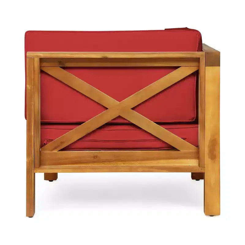 GDFStudio Keith Outdoor Acacia Wood Loveseat and Coffee Table Set with Cushions