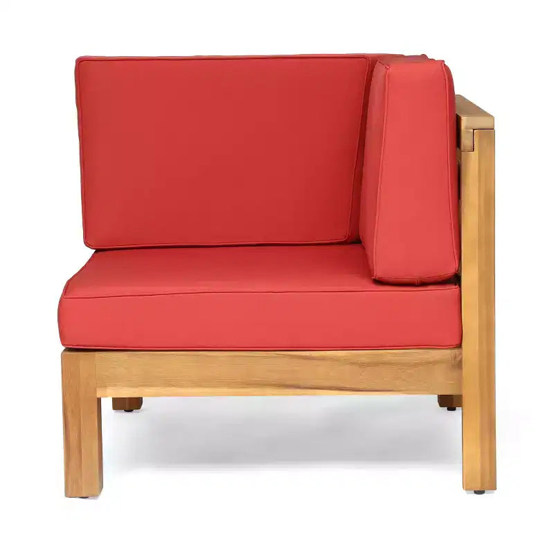 GDFStudio Keith Outdoor Acacia Wood Loveseat and Coffee Table Set with Cushions