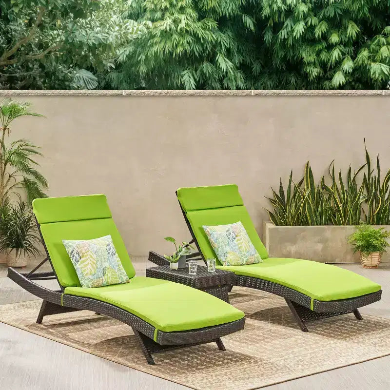 GDFStudio Olivia Multibrown 3 Piece Armless Chaise Lounge Chat Set with Cushions
