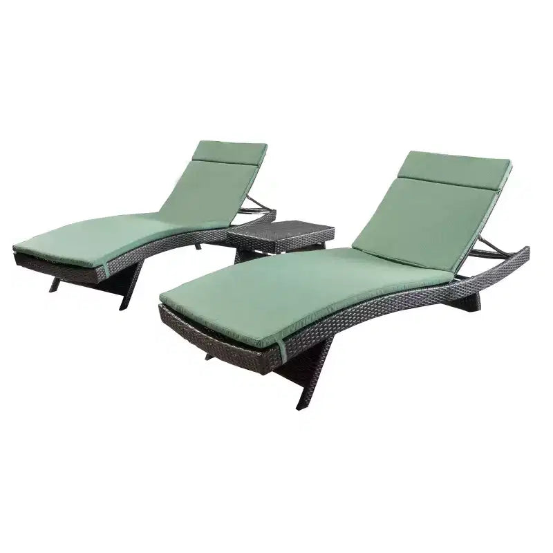 GDFStudio Olivia Multibrown 3 Piece Armless Chaise Lounge Chat Set with Cushions