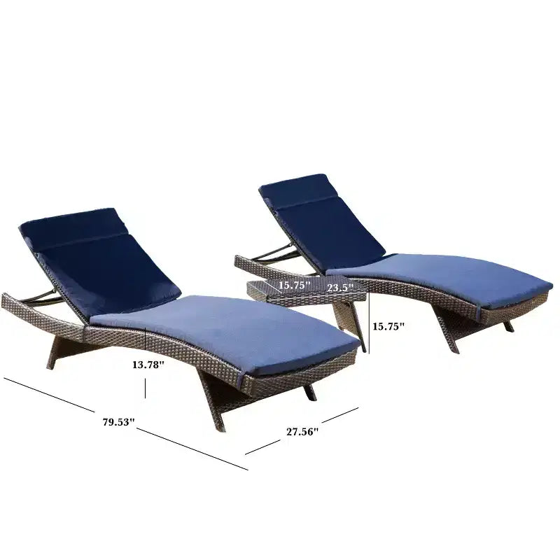 GDFStudio Olivia Multibrown 3 Piece Armless Chaise Lounge Chat Set with Cushions