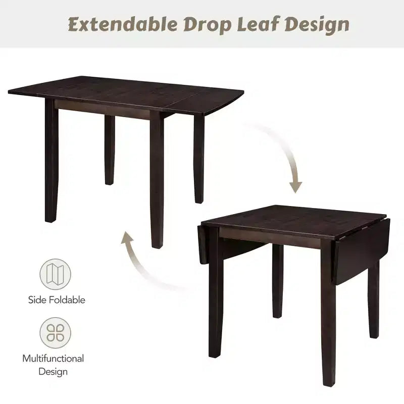 Ensemble de salle à manger Whisen 3 pièces avec table pliante en bois et 2 chaises à dossier en X