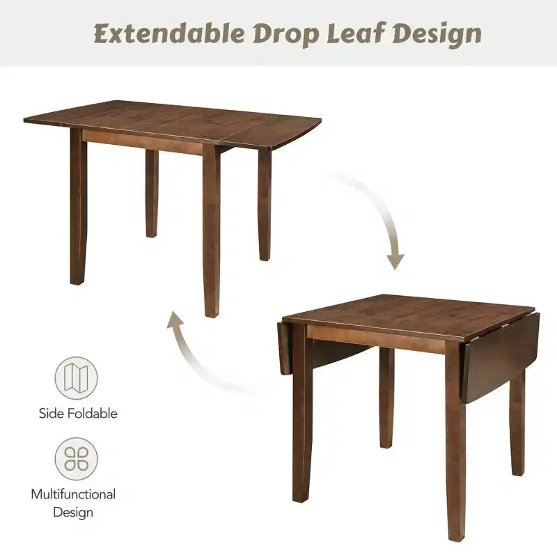 Ensemble de salle à manger Whisen 3 pièces avec table pliante en bois et 2 chaises à dossier en X