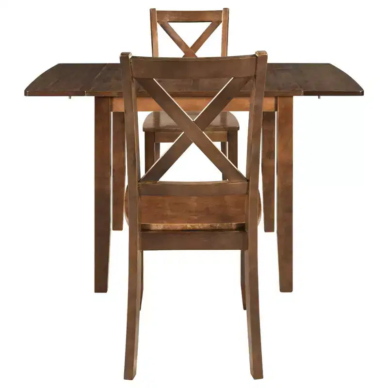 Ensemble de salle à manger Whisen 3 pièces avec table pliante en bois et 2 chaises à dossier en X