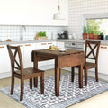 Whisen 3-Piece Wood Drop Leaf Breakfast Nook Dining Table Set with 2 X-back Chairs