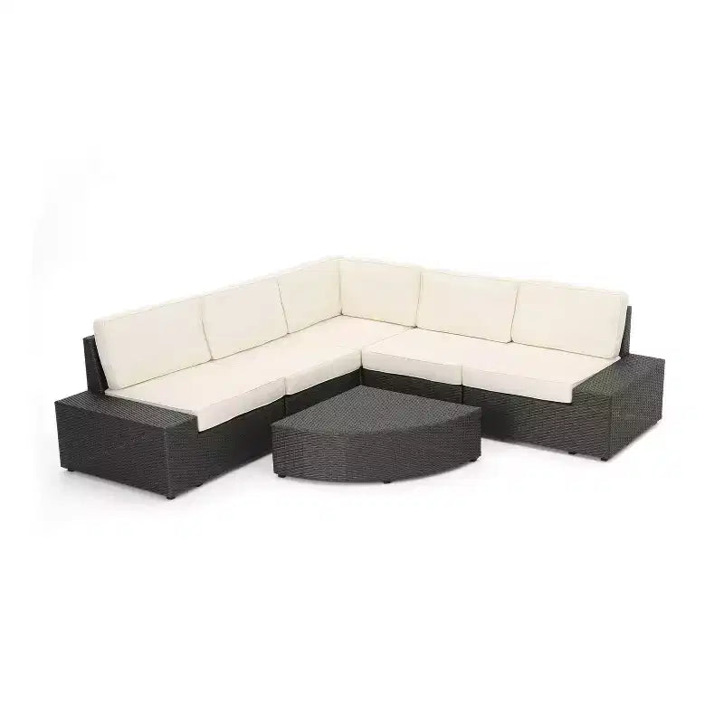 Christopher Knight Home Felicity 6-Piece Outdoor Wicker Sectional Conversation Set with Cushions