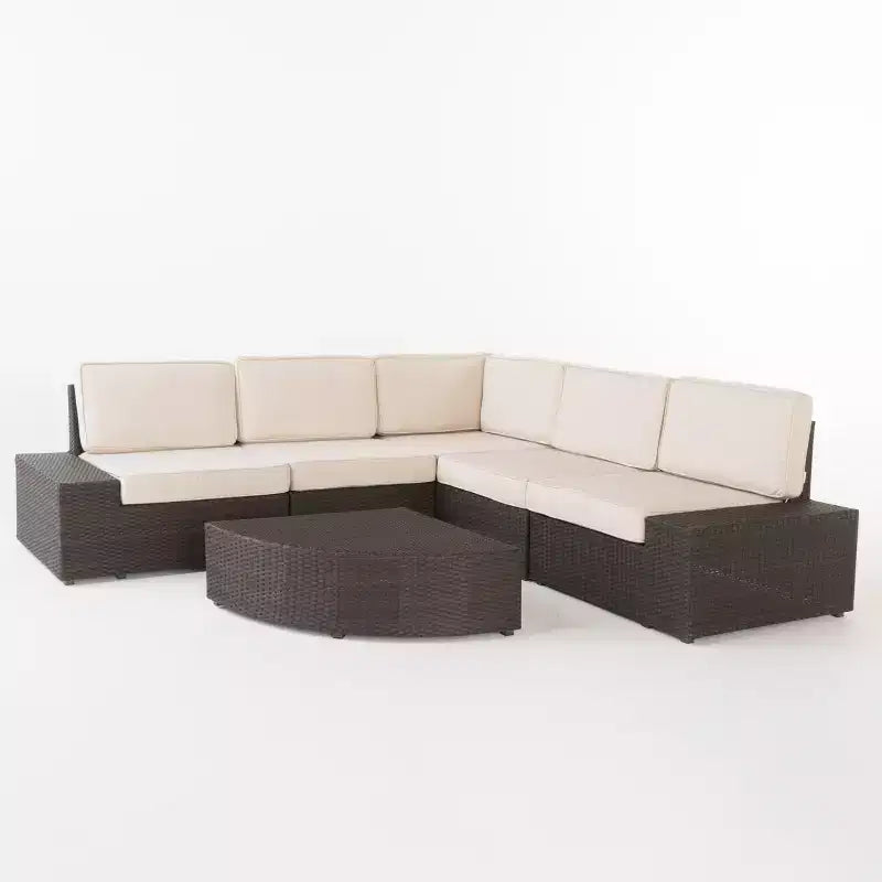 Christopher Knight Home Felicity 6-Piece Outdoor Wicker Sectional Conversation Set with Cushions