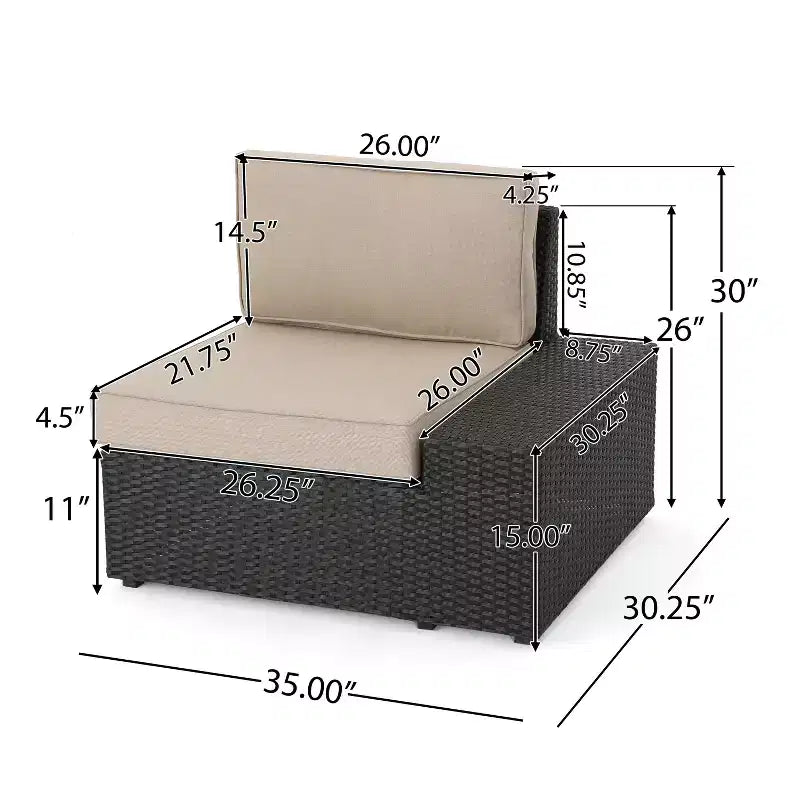 Christopher Knight Home Felicity 6-Piece Outdoor Wicker Sectional Conversation Set with Cushions