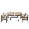 GDFStudio Hilary Outdoor Wicker 8 Seater Chat Set with Cushions