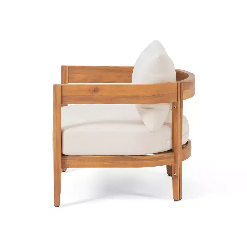 Christopher Knight Home Brooklyn Outdoor 3pcs Acacia Wood Chat Set with Cushions, Beige