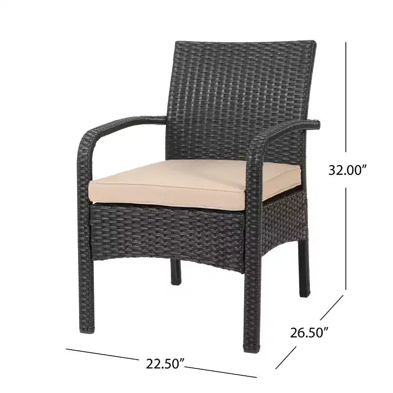 GDFStudio Kilburn Outdoor Wicker 6 Seater Chat Set with Water-Resistant Cushion