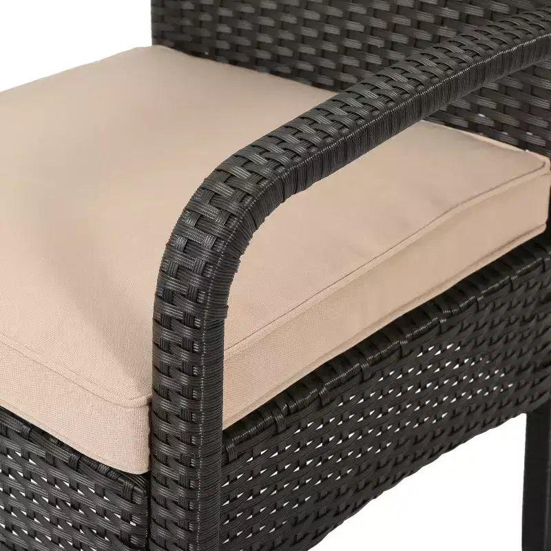 GDFStudio Kilburn Outdoor Wicker 6 Seater Chat Set with Water-Resistant Cushion