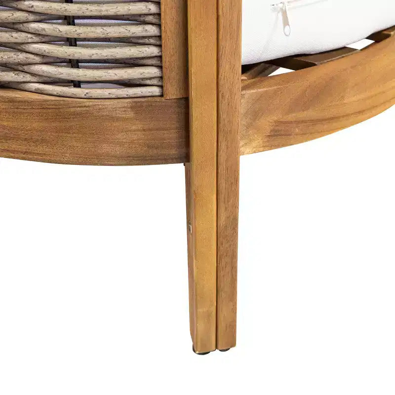 Christopher Knight Home Burchett 4 Pieces Patio Acacia Wood and Wicker Conversation Set with Cushions