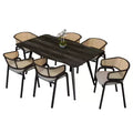 LeisureMod Ravenna 7-pc Dining Set, 63 Rectangular Table and 6 Ervilla Chairs