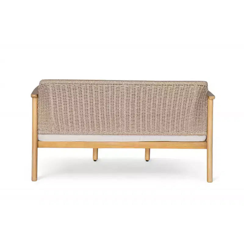 Christopher Knight Home Adrian 2 Piece Patio Woven Rope Acacia Wood Seating Set, Brown